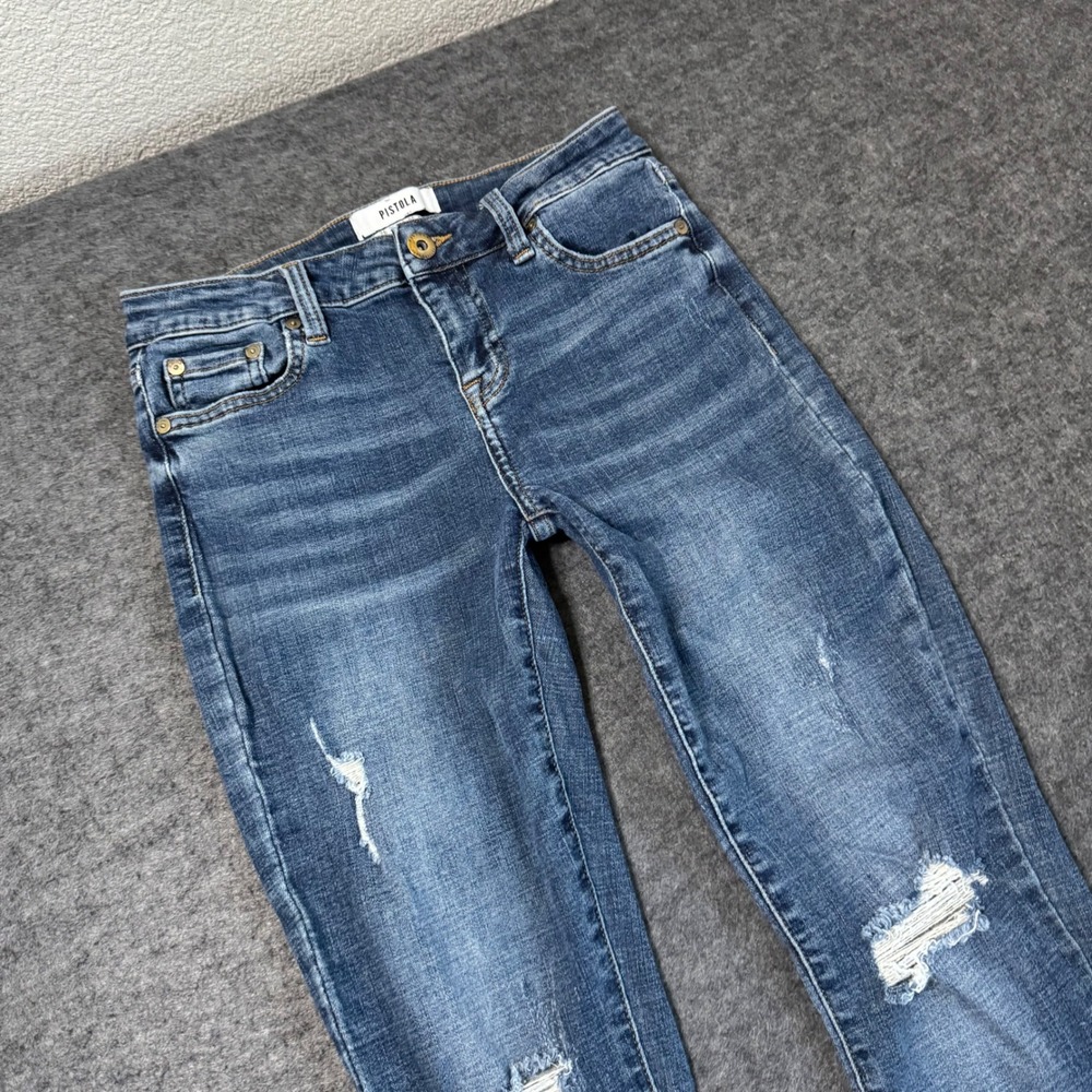 Pistola Women Skinny Jeans Size 26 Medium Wash Distressed Raw Hem P6730MTW-NFR - Picture 3 of 11